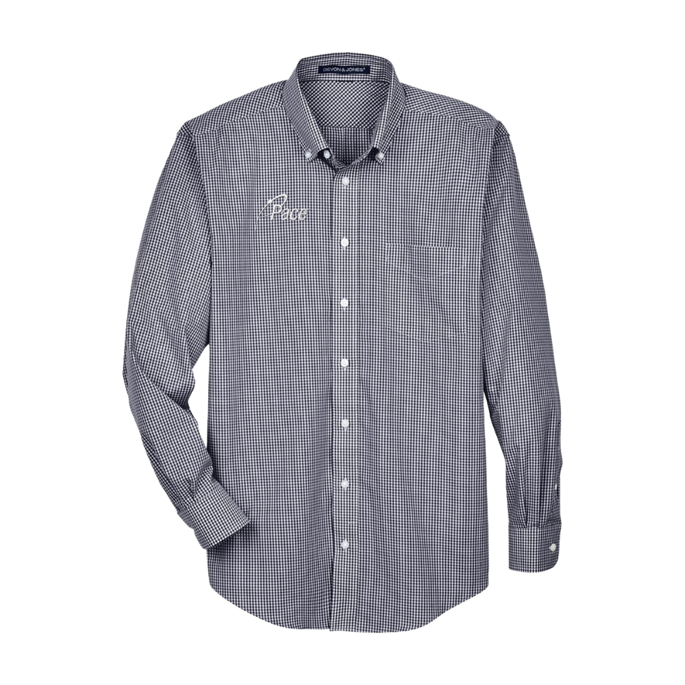 Navy Devon & Jones - Men's Crown Collection® Gingham Check Woven Dress Shirt