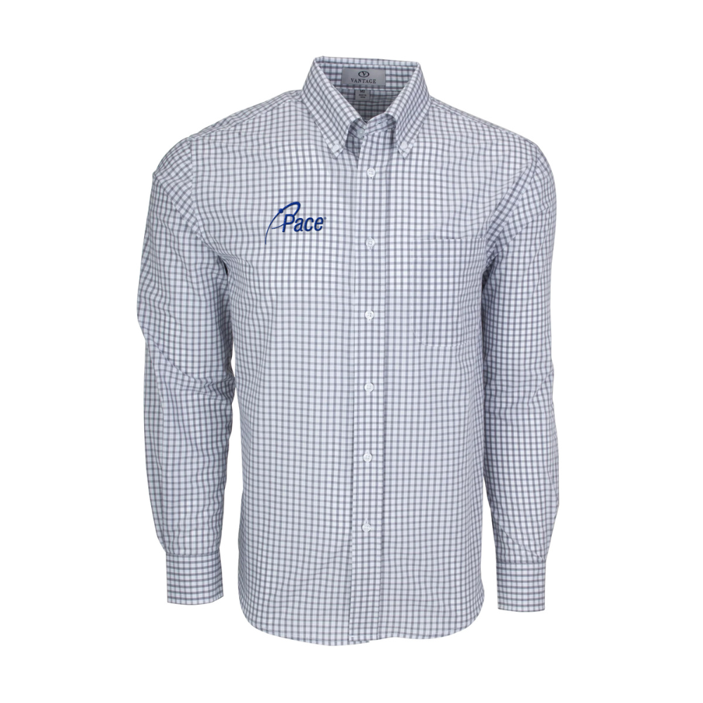 Grey/White Vantage - Easy-Care Gingham Check Shirt