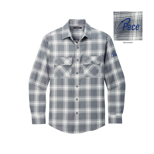 Grey/Cream Port Authority - Plaid Flannel Shirt